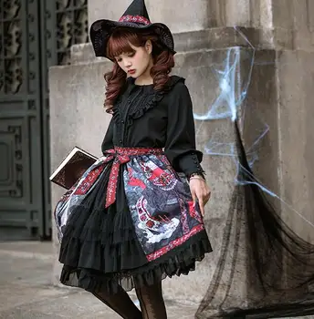Palat gotic negru lolita fusta vintage de imprimare bowknot kawaii fusta cardigan victorian skrit gothic lolita sk loli cosplay