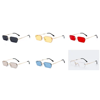 Peekaboo fără ramă dreptunghi ochelari de soare femei culoare clară 2019 accesorii de vară pătrat ochelari de soare pentru barbati dimensiuni mici uv400
