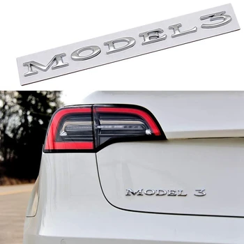Pentru Modelul 3' Chrome Emblema, Insigna, Masina 3D Portbagajul din Spate de Metal Emblema Autocolant Insigna Decal pentru Tesla Model 3