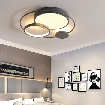 Plafon moderne de Lumină LED-uri Rotunde de Culoare Gri Și Alb Negru Culoare Camera de zi Cald Dormitor Romantic Sala de Lămpi pentru Camera de Studiu Lămpi
