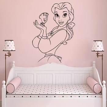 Printesa De Frumusețe Desene Animate Wall Decal Vinil Dormitor Fete Pepinieră Autocolante De Perete Amovibil Acasă Decation Z347