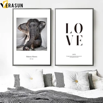 Puiul De Elefant Dragoste Citate Arta De Perete Panza Pictura Postere Si Printuri Nordic Poster Animale Imagini De Perete Pentru Living Decorul Camerei