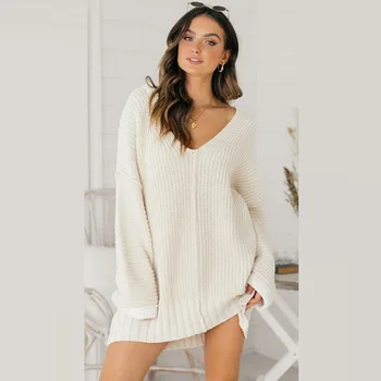 Pulover femei vrac v-gât rochie midi pulover pulover supradimensionat pulover femei plus dimensiune pulover pulovere paltoane femei