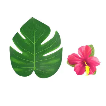 Pânză Artificiale Flori De Hibiscus Simulare Frunze Flori Artificiale Frunze De Palmier În Ziua Nunții Plaja Luau Maui Moana