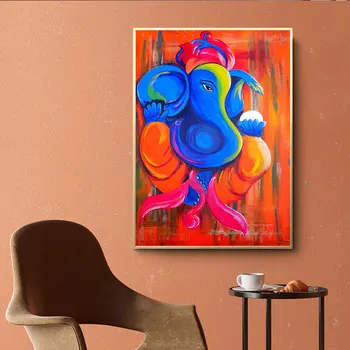 Rezumat Elefanți Pictura Panza Elefant Dumnezeu Picturi Zeu Hindus Postere Ganesha Poster pentru Camera de zi Decor de Perete de Artă Quadro