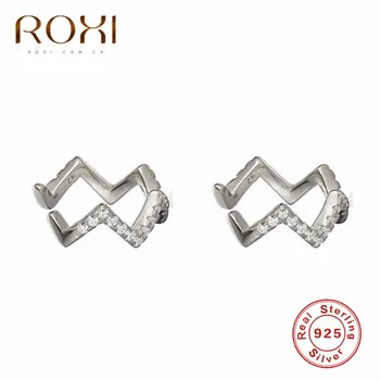 ROXI Micro Pave CZ Ureche Bantă Val de Aur Cercei Stud pentru Femei Nu Piercing Fals Cartilajului Cercei Argint 925 Bijuterii