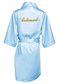 Satin de Mătase, Haine Plus Dimensiunea Nunta Halat de baie Mireasa Rochie de domnisoara de Onoare Rochie de Îmbrăcăminte pentru Femei Pijamale domnisoara de Onoare albastru deschis