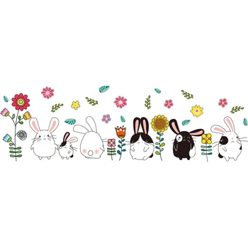[shijuekongjian] Desene animate Grăsime Iepuri Autocolante de Perete DIY Animal Murală Decalcomanii pentru Copii Dormitor Copii Camere Casa de Decorare