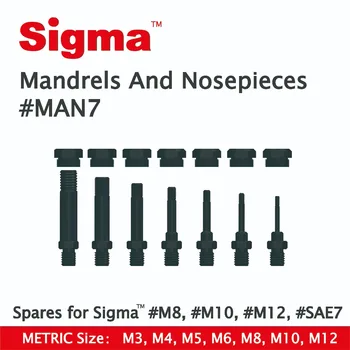 Sigma #MAN7 Schimb Mandrine/Nosepieces set aplică NUMAI pentru Sigma Filetat Piuliță Nit Burghiu Adaptoare #M6 #M8 #M10 #M12 #SAE7