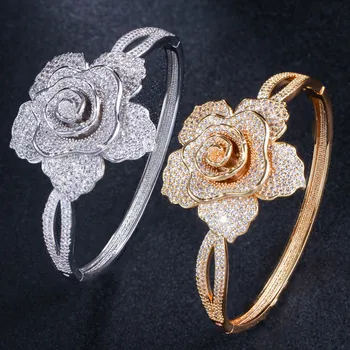 SINZRY de Lux CZ bijuterii accesoriu de culoare de aur zircon cubic de flori exaggreated brial brățară inel set de bijuterii pentru femei