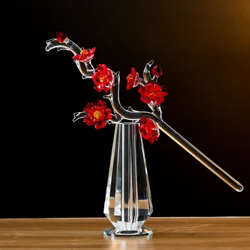 Sticla de cristal Floare de Prune Figurine de Stil Chinezesc Crescut Ambarcațiunile de Nunta Cadouri de Ziua Îndrăgostiților masa Decor de Masă Ornamente (6 Culori)
