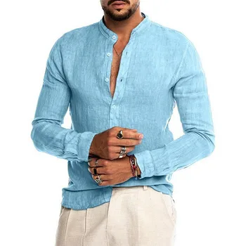 Toamna Barbati Bluza Casual, De Culoare Solidă Plus Dimensiune Stand Guler Singur Pieptul Cămașă De Moda De Sex Masculin Mâneci Lungi Bluza Streetwear