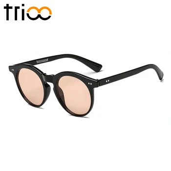 TRIOO Galben Stil Vintage Unisex ochelari de Soare Femei Barbati Mici, Rotunde Ochelari de Soare de Culoare Clar Oculos de sol feminino UV400