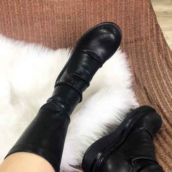 VIISENANTIN Cizme Negre Doamnă Subțire la Mijlocul lunii vițel tv cu Platforma Botine Chic 2019 Moda Fierbinte Cald Scurt de Pluș În Cizme de Iarna de Pantofi