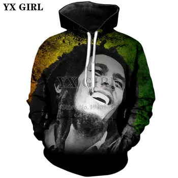 YX FATA Picătură de transport maritim 2018 Noua Moda Hip hop stil Hanorac Reggae Bob Marley Imprimare 3d Bărbați Femei Casual hanorac cu Glugă