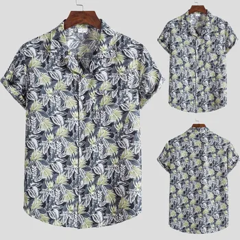 În aer liber la Modă pentru Bărbați All-meci Tricou 2021 Noua Moda Rever Imprimare cu mânecă Scurtă Butonul Bărbați în aer liber Tricou Casual#g30