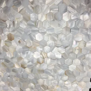 2 mm Grosime fără Sudură Hexagon Mama De Perla Țiglă Alb Coajă Mozaic Bucatarie Backsplash MOPSL002