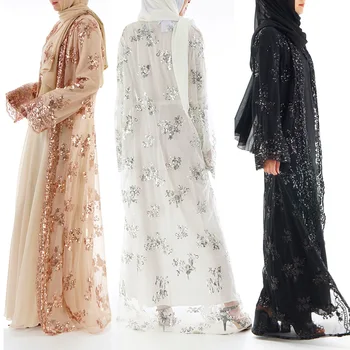 2020 Abaya Dubai De Lux De Inalta Clasa Paiete Rochie Musulman Broderie Dantela Ramadan Caftan Islam Kimono Femei Turc Eid Mubarak