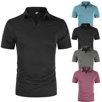 2020 Nouă Bărbați Sexy V-Neck Short Sleeve T-shirt Slim Fit Culoare Solidă Tricou Fitness Masculin Casual tricou Topuri M-3XL