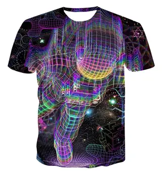 3D T-shirt psihedelice imprimare astronaut tricou bărbați vară hip hop tricou barbati Tricou Maneca Scurta brand bărbați T-shirt
