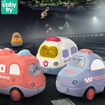 4buc Lumina de Sunet de Desene animate de Frecare Masini Jucarii pentru Copii Drăguț Taxi Poliție Juguetes Bebe Pentru Copii Băieți de Învățământ Cadou de peste 1 An