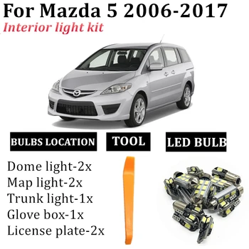 9x Auto Becuri cu LED-uri de Interior Kit Pentru 2006 2007 2008 2009 2010 Mazda 5 2006-2017 Canbus Led Harta Cupola Lămpii numărului de Înmatriculare