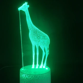 Animal Girafa Savana Africană 3D Lampa Ceas Deșteptător Bază Veioza Mai bun Premiu Alimentat de Baterie Usb Led Lumina de Noapte Lampa
