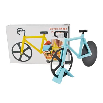 Bicicleta Pizza Cutter Cuțite din Oțel Inoxidabil cu Două roți de Bicicletă Pizza Cuțit de Tăiere Cu Titularul Pizza Slicer Chopper Instrument de Bucatarie