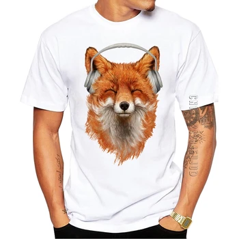 Bumbac Fierbinte Vânzări De Animale Pentru Bărbați T-Shirt De Vară Zâmbind Muzicale Fox Imprimate Grafic Tricou Maneca Scurta O-Gât Topuri Amuzant Tees