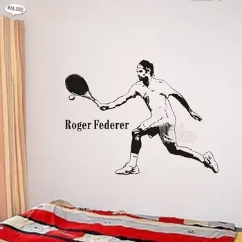Băiatul Autocolant Roger Federer Perete de Vinil Autocolant 3D Jucător de Tenis Poster DIY Decal Decor