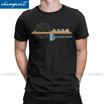 Bărbați T-Shirt Blockchain Amuzant Tricouri Maneca Scurta Cryptocurrency Bitcoin Crypto Btc Geek Tricou Crewneck Topuri Plus Dimensiune