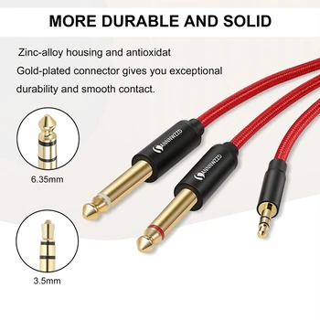 Cablu Audio de 3,5 mm la Dublu 6,35 mm Cablu Aux 2 mono 6.5 Jack de 3.5 sex Masculin pentru Mixer Amplificator Difuzor 6.5 3.5 Jack Splitter Cablu