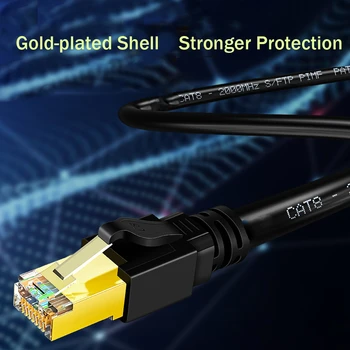 Cat8 Cablu Ethernet Super Viteza Cat8 Cablu Patch 40Gbps 1m 2m 3m 5m 10m 15m 20m Placat cu Aur Conector RJ45 RJ45 Cablu de Rețea