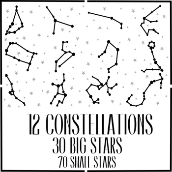Constelațiile zodiacului Perete de Vinil Autocolant Stele Decalcomanii Pentru Dormitor Băiat Nordic Camera Pepinieră Decor DIY Autocolant NR43