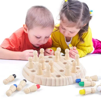 Copiii Montessori Memorie Tabla de Joc din Lemn Distractiv Blocuri de Memorie de Șah Jucărie Matematica Jucărie Jucării Educative Pentru Copii, Copii, Băiat de Cadouri