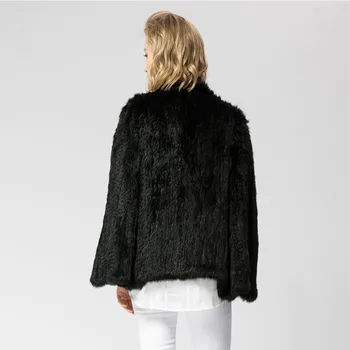 CR069 Tricotate real haină de blană de iepure palton geaca de femei din rusia gros de iarna cald reale cape de blana șal poncho negru bej