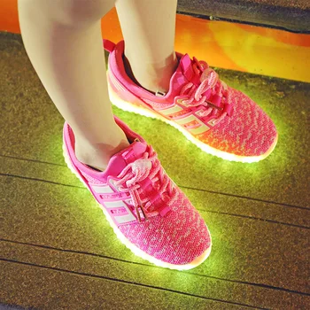 Dimensiunea 25-37 Fete Led-uri USB de Încărcare Luminos Tenisi Copii Pantofi sport cu Lumini de Băieți Respirabil Stralucitoare Adidasi Casual