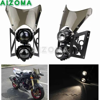 Dual Sport Motociclete H3 55w Faruri Duble w/ Parbriz Suport Kit Pentru Honda Yamaha Custom E-MARK E9 Proiector Far