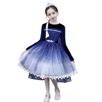 Fata Elsa Cosplay Rochii de Printesa de Halloween Iarnă Mâneci Lungi Chirldren Congelate Costum Petrecere pentru Copii