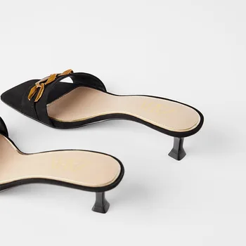 Femei Papuci și Sandale cu Toc Rotund deget de la picior deschis Sandale de Vara Cataramă Metalică Diapozitive 2020