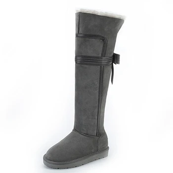 G&Zaco Reale SuedeLeather zăpadă cizme de piele de Oaie Cizme Genunchi ridicat Cizme de Zapada Arc femei pantofi de Cald Lână de Oaie Blană Cizme Lungi
