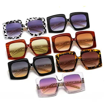 HBK Unisex ochelari de Soare Patrati Femei Bărbați 2021 Stil de Moda Ochelari de Soare Pentru Femei Supradimensionat Mare Cadru Ochelari de Leopard UV400