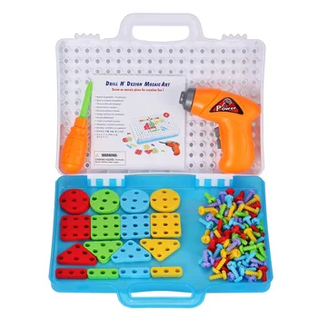 Jucarii pentru copii de Foraj Puzzle Jucarii Educative DIY Șurub Grup Jucarii KidsTool Kit de Plastic Băiat Puzzle Mozaic de Proiectare Constructii Jucărie
