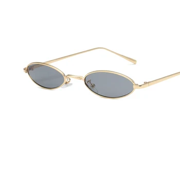 Mici, ovale ochelari de soare Femei vintage din metal rama de ochelari Moda de dimensiuni mici Roșu Galben Clar Lentile de Ochelari de Soare 2018 Noi UV400