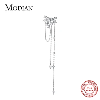 Modian Orbitor Zircon Ciucure Elegant Geometrice Reale Argint 925 cu Lanț Lung Picătură Cercei pentru Femei Bijuterii Fine