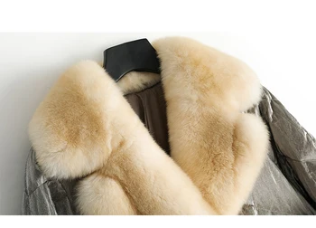 PUDI femei cald iarna blana naturala hanorac jacheta de sex feminin jos haina cu natuaral blană de vulpe guler doamna paltoane jachete pardesiu ZY901