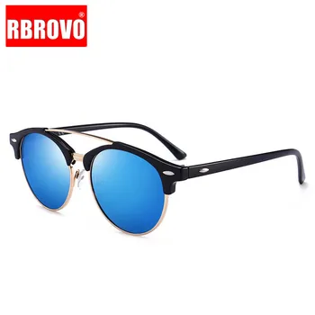RBROVO 2021 Semi-fără ramă Polarizat ochelari de Soare Barbati Rundă de Lux de Conducere Street Beat Ochelari Clasic Oculos De Sol Feminino UV400