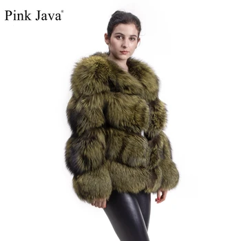 ROZ JAVA QC1820 TRANSPORT GRATUIT new sosire real haină de blană de vulpe vulpe argintie sacou femei de haină de blană pufos se ofilesc ÎMBRĂCĂMINTE exterioară