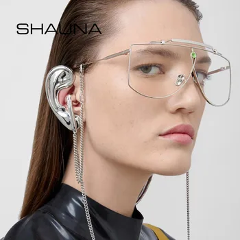 SHAUNA Supradimensionat-O Bucată de Lentila Verde Pilot Ochelari de Soare Moda Anti-Albastru Ochelari de Calculator