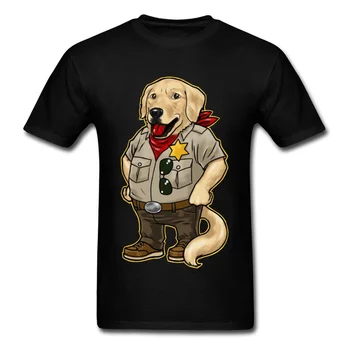 Sheriff Retriever 2018 Câine Fraier Tricou Inteligență Desene animate de Imprimare Negru Tee Shirt Mens T-shirt Hipster Streetwear Pentru Bărbați